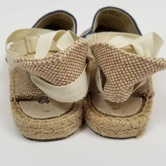 Soludos Women's Lauren Blue White Canvas Ankle Tie Espadrilles Size 5 - Picture 4 of 10